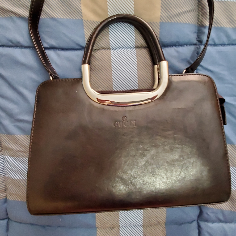 Brown satchel purse